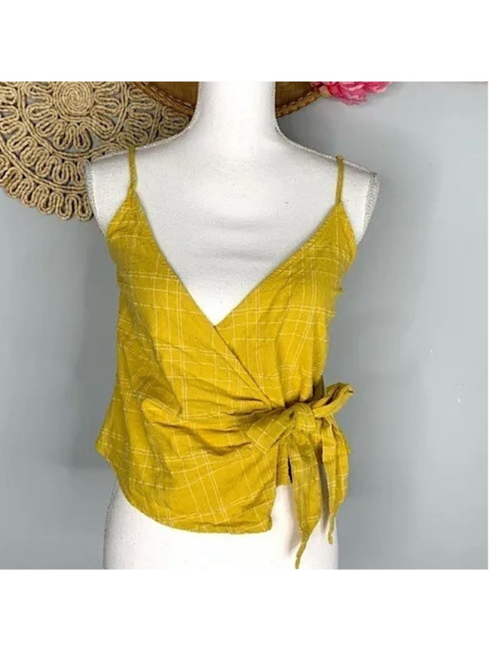 Harper Heritage Yellow Plaid Wrap Tank Small